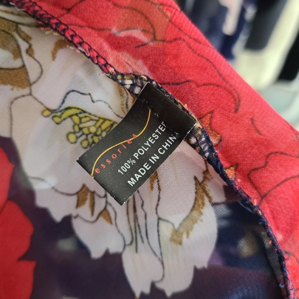 Floral Kimono Cardigan - Navy and Red - Picture 10 of 10